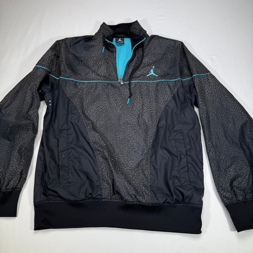 Jordan Pullover Jacket Black Blue Accents Textured Mens Medium